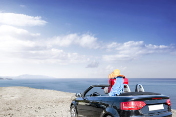 Summer car and beach of free space 
