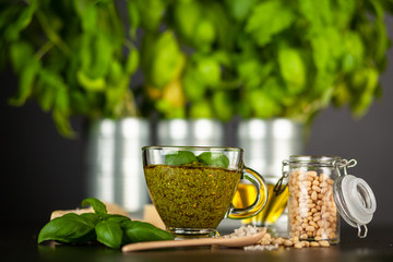 Pesto sauce in a bowl