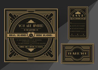 Retro and vintage wedding invitation vector template set