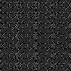 Obraz premium 3D dark paper art Islamic geometry cross pattern seamless background