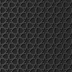 Fototapeta premium 3D dark paper art Islamic geometry cross pattern seamless background