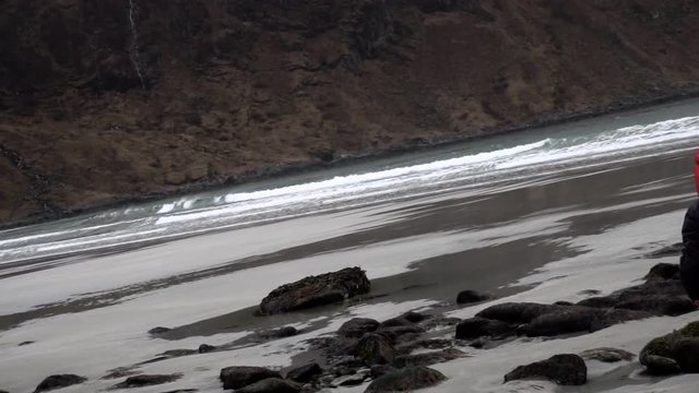 waves rolling in at Hoddevik beach