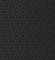 3D dark paper art Islamic geometry cross pattern seamless background