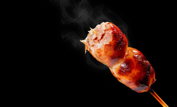 Sausage, isan food ,thai style,Black Background
