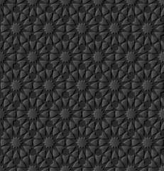 Fototapeta premium 3D dark paper art Islamic geometry cross pattern seamless background