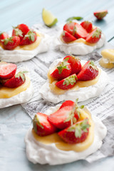 Strawberry-lime pavlova