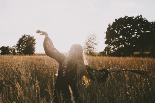 Happy girl in the fields