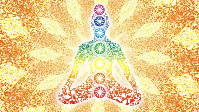 Yogi in a lotus position against the background of a rotating mandala. Fine delicate ornament. Video.