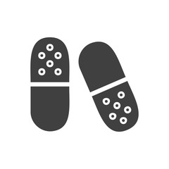 Capsule Glyph Vector Icon. Isolated on the White Background. Editable EPS file. Vector illustration.