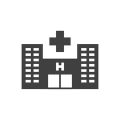 Obraz premium Hospital Glyph Vector Icon. Isolated on the White Background. Editable EPS file. Vector illustration.