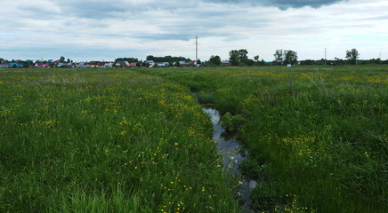 Fantastic landscape with a stream