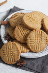 Homemade peanut Butter Cookies with criss-cross marks