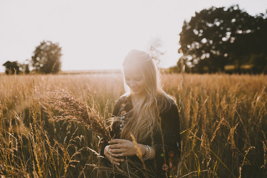Happy girl in the fields