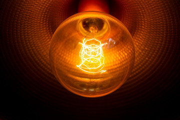 Vintage ceiling lamp in warm tone lighting.