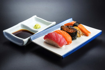 Japanese food with seafood menu Bright colors to eat