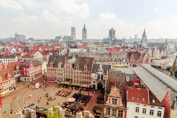 view of the city of Ghent from the castle walls