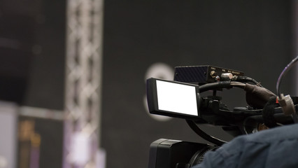vdo camera lcd screen recording live event. video broadcasting