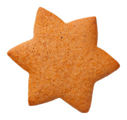 Star Shape Christmas Gingerbread Isolated on White Background