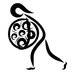 Man carrying or lifting a big ball