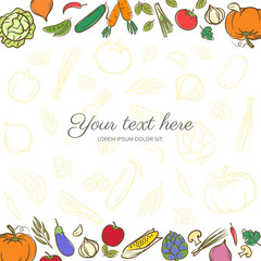 Fruits and vegetables cute banner background template with copy space