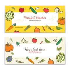 Vegetable theme gift certificate, voucher, gift card or cash coupon template in vector format