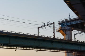 Fototapeta na wymiar train bridge on Han river