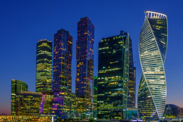 Obraz premium City landscape, night view on Moscow international business center 