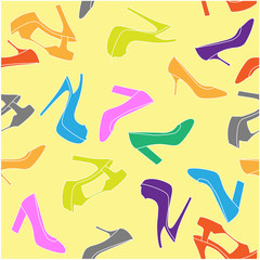 High-heeled shoe seamless background - fashion pattern