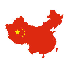 Naklejka premium China map outline - silhouette of China state stylized as flag