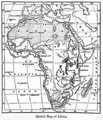 Fototapeta premium Map of Africa from a vintage book Encyclopaedia Britannica by A. and C. Black, vol. 2, of 1875.