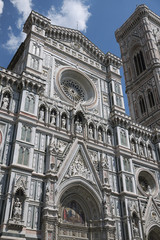 Fototapeta premium Firenze, Italy - June 21, 2018 : View of Florence Cathedral (Cattedrale di Santa Maria del Fiore) and Giotto bell tower
