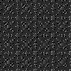 Fototapeta premium 3D dark paper art Islamic geometry cross pattern seamless background