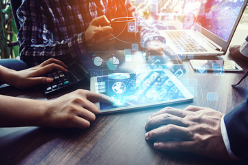 Business Team Brainstorming and analysis Data Target Financial Concept.