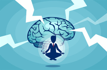 Vector of a meditating businessman brainstorming an idea