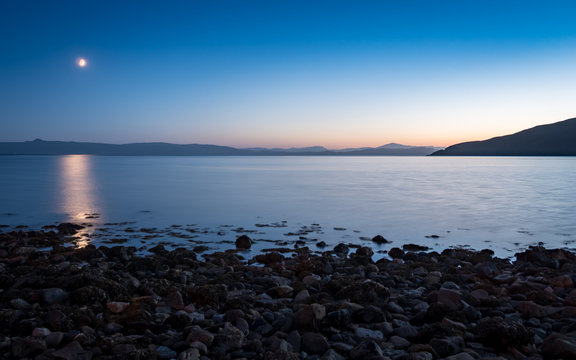 Applecross Bay and The Isle of Skye at dusk