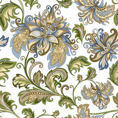 vintage ornament with decorative flowers on a white background