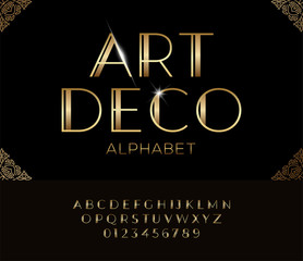 Elegant golden font and alphabet in Art deco style. © Pro_Vector