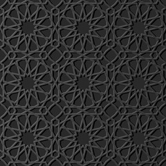 Fototapeta premium 3D dark paper art Islamic geometry cross pattern seamless background