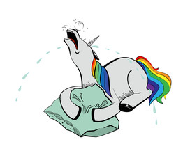 Unicorn crying. Vector illustration.