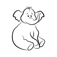 Elephant in black contour vector