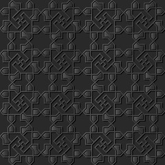 3D dark paper art Islamic geometry cross pattern seamless background