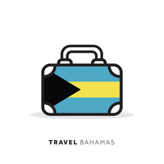 Bahamas travel concept. Suitcase vector icon with national country flag