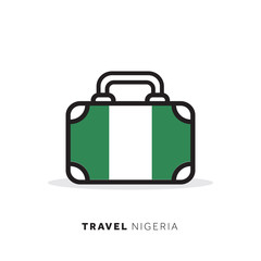 Nigeria travel concept. Suitcase vector icon with national country flag