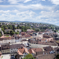 destination, vacation, Melk town, Danube town, river, churches, village, high angle, European homes, 