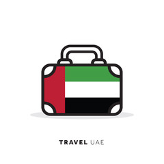 United Arab Emirates travel concept. Suitcase vector icon with national country flag