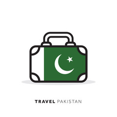 Pakistan travel concept. Suitcase vector icon with national country flag