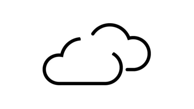 Cloud Weather flat line icon animation stock video design drawing isolated on a white background a sign symbol
