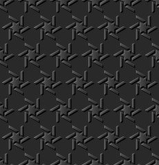 3D dark paper art Islamic geometry cross pattern seamless background