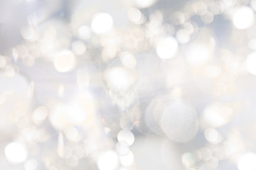Silver upscale high end, wedding, christmas holiday backdrop blurry lights. festive beautiful background