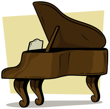 Cartoon Wooden Brown Grand Piano Vector Icon